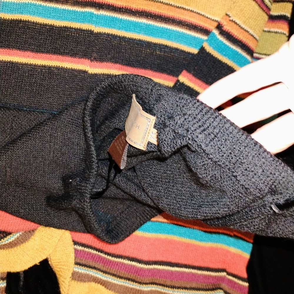 Women's Double-D Ranch Linen Nylon Southwestern Color Stripe Black Maxi Skirt XS - Picture 10 of 11